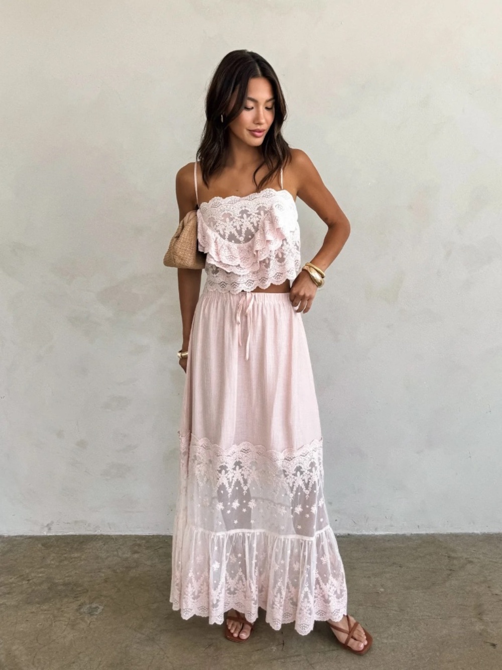 NWT Stitch And Feather Lilette Lace Maxi Skirt